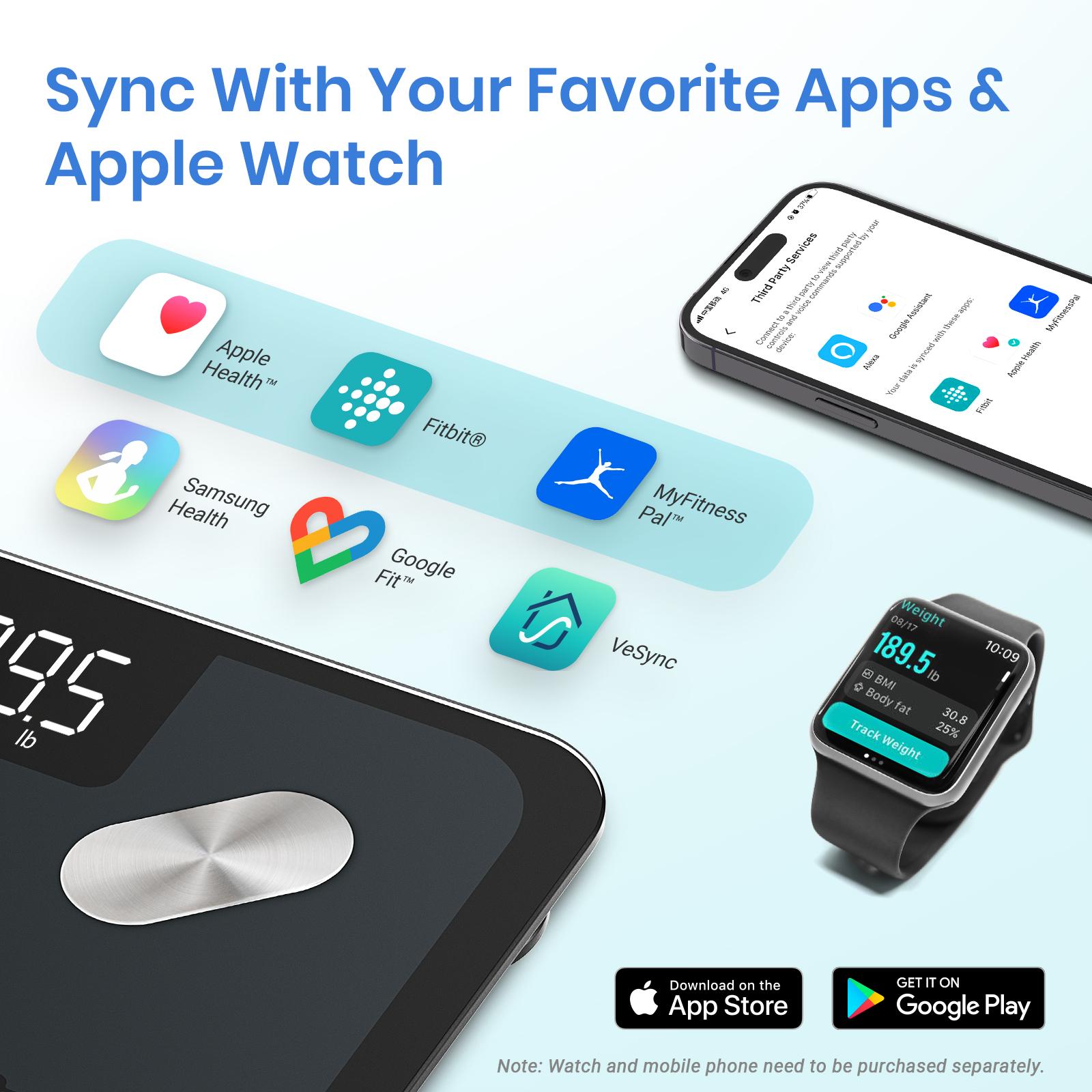 Etekcity Food Nutrition Scale & Body Weight Scale Bundle Healthcare Fitness Accurate Weighing Vesync App, Bundle Set