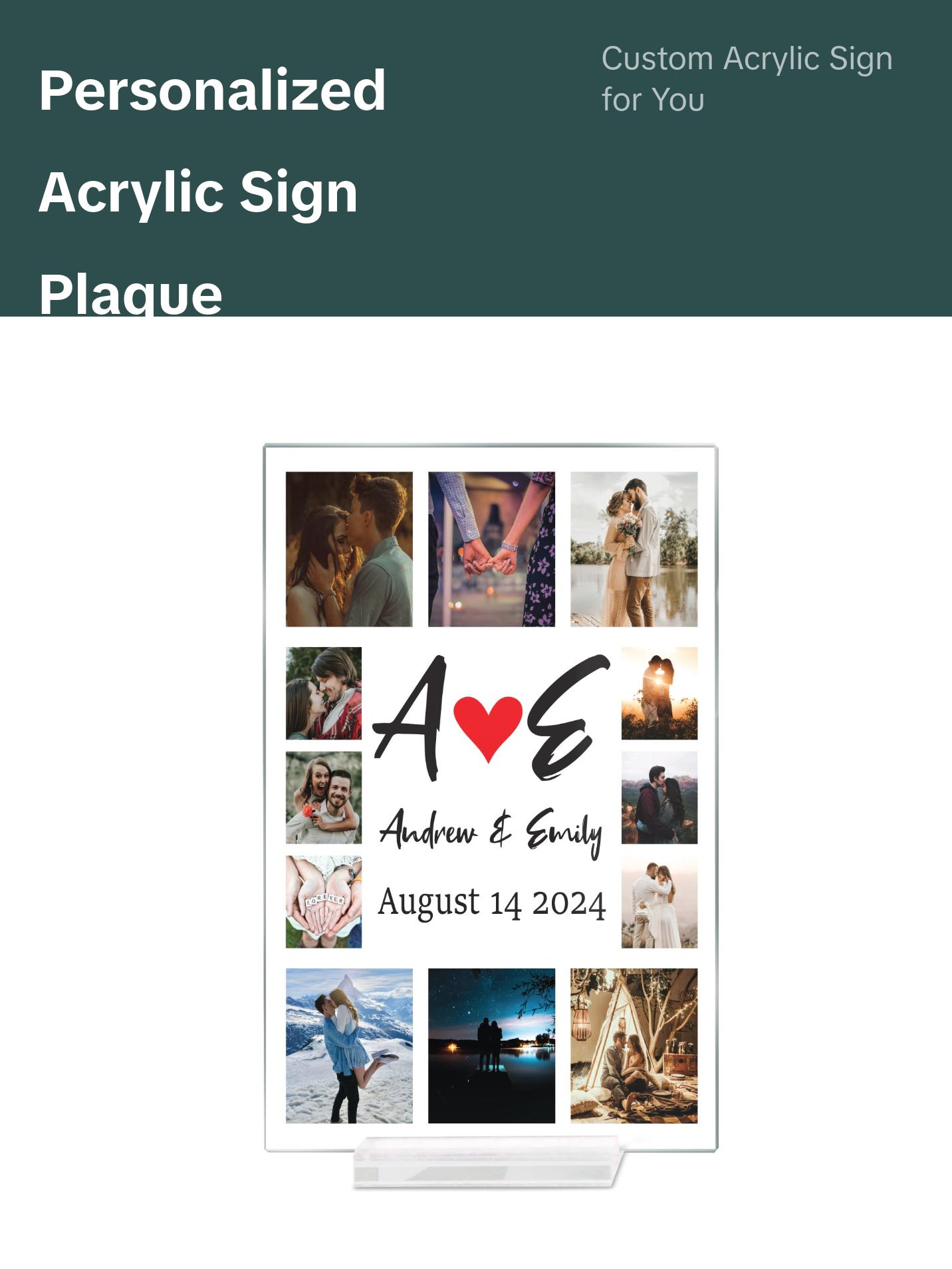 MIRACLE PRINTS Personalized Acrylic Plaque for Couples- A Timeless Anniversary Keepsake Custom Acrylic Sign - Small Acrylic Business Signs - Custom Text Sign - TableTop Acrylic Signs - Acrylic plaque Decor Mount