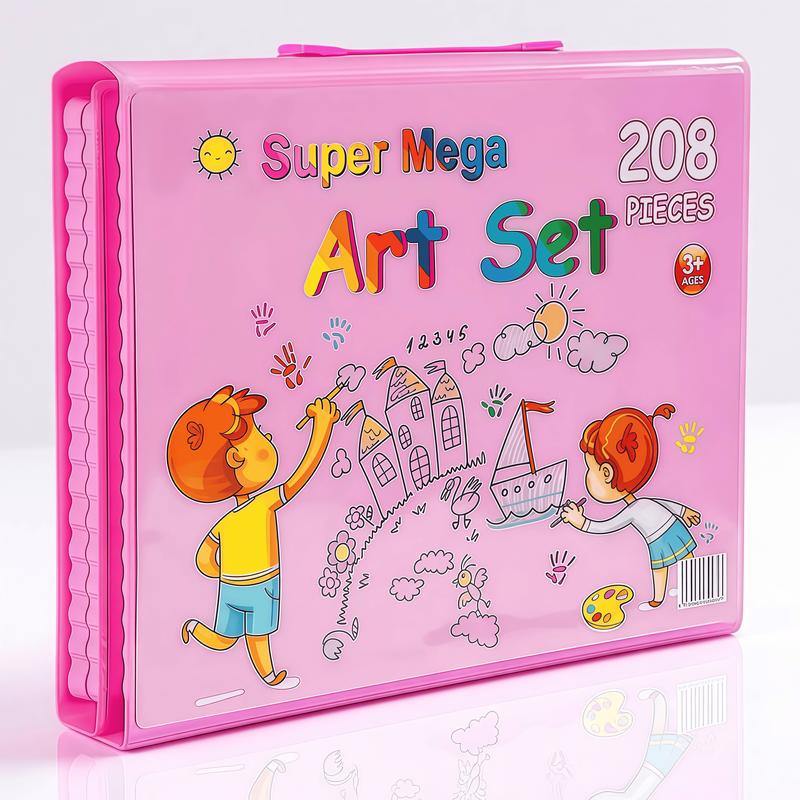 Art Supplies, 208-Piece Drawing Art Kit, Gifts for Kids Girls Boys Teens, Art Set Crafts Case with Double Sided Trifold Easel, Includes Sketch Pads, Crayons, Colored Pencils (Pink) Art Supplies, 208-Piece Drawing Art Kit, Gifts for Kids Girls Boys Teens, Art Set Crafts Case with Double Sided Trifold Easel, Includes Sketch Pads, Crayons, Colored Pencils (Pink)