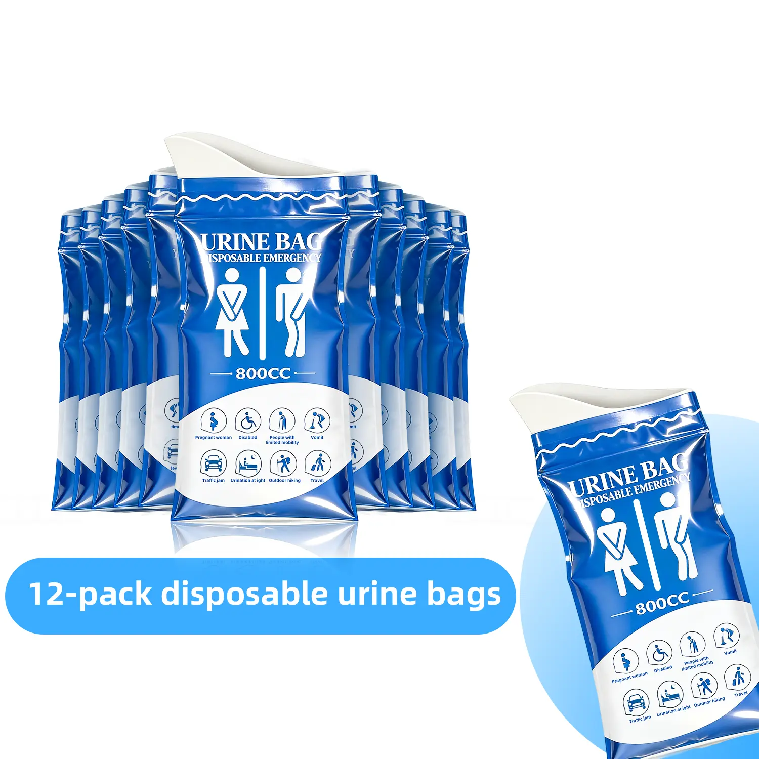 2 in 1 Disposable Urine & Vomit Bags, 12 PCS 800ML Portable Emergency Urinal Pee Bags for Car Camping Traffic Jam Travel Men Women Kids  mothersdaygift  Summervibes DealsForYouDays