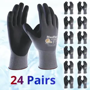 24 Pairs Maxi Flex Work Gloves for Men | Heavy-Duty Maxi Flex Work Gloves | construction work glove | MaxiFlex Guantes de Construcción - MaxiFlex Gloves For Men - Guantes Para Trabajo - MaxiFlex Men's Construction Gloves