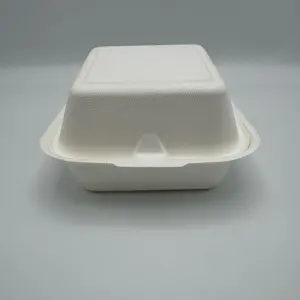 Biodegradable  6”x6” Food Container Made of Sugarcane Pulp 500pcs