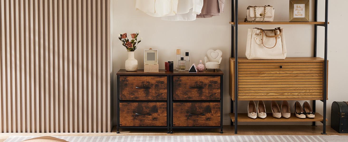 Sweet Furniture F Nightstand with 2 Fabric Drawers, Tall Nightstand, Dresser, Side Table, End Table, Bedside Table, Night Stands, Bedroom Furniture for Living Room, Entryway, Nursery, Closet