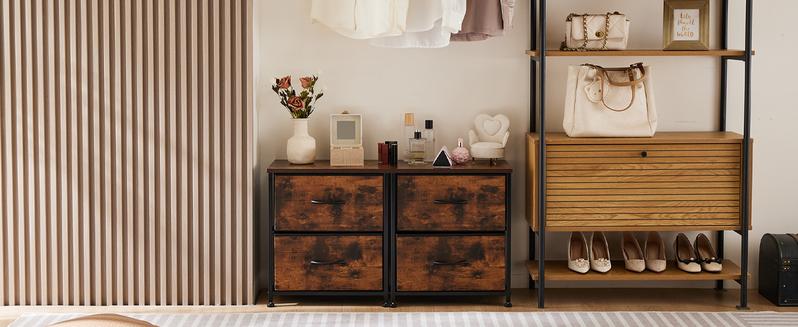 Sweet Furniture F Nightstand with 2 Fabric Drawers, Tall Nightstand, Dresser, Side Table, End Table, Bedside Table, Night Stands, Bedroom Furniture for Living Room, Entryway, Nursery, Closet