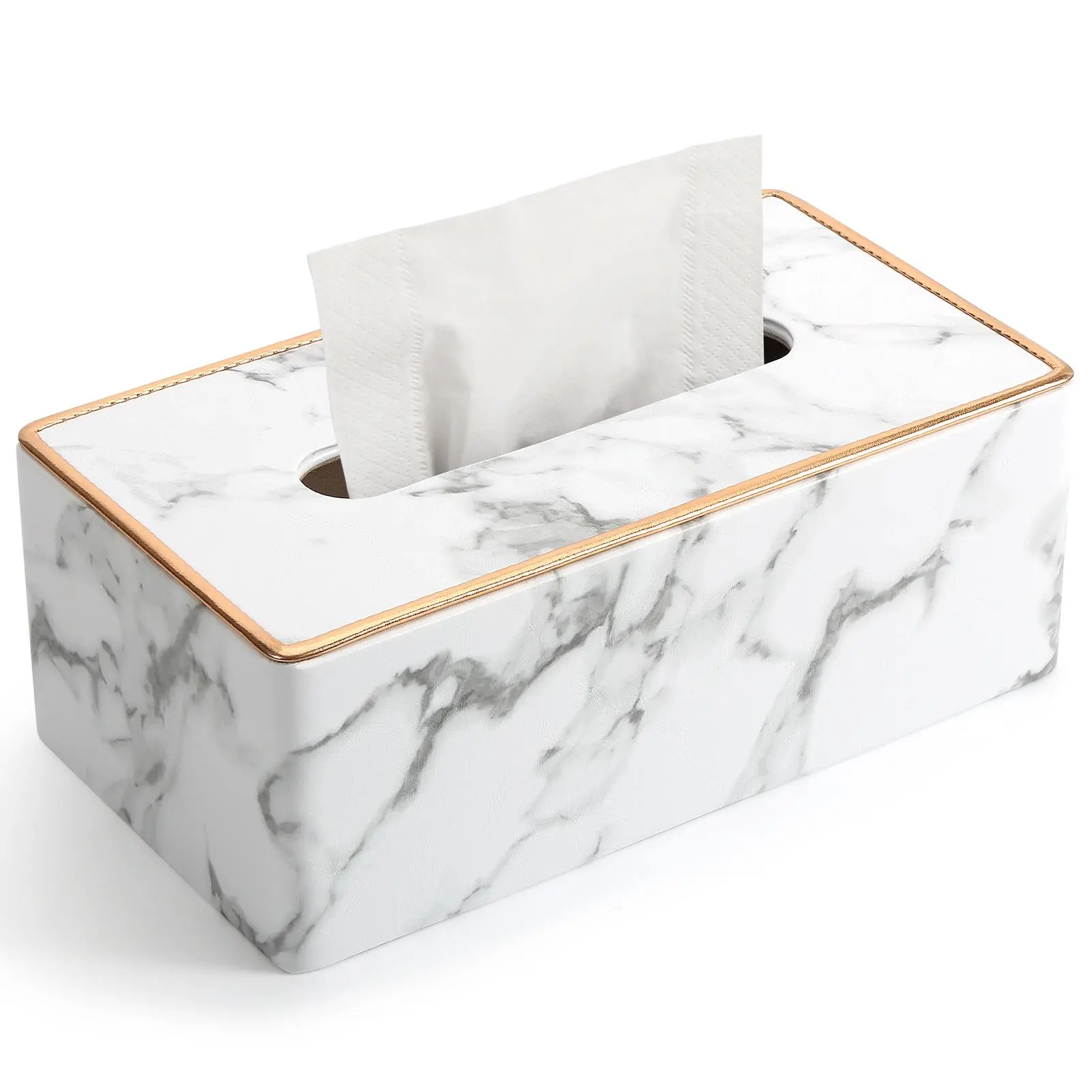 Marble Pattern Tissue Box, PU Leather Tissue Holder, Tissue Storage Box, Home Organizer for Living Room Bedroom Bathroom, Toilet Paper Holder, Modern Bathroom Accessories