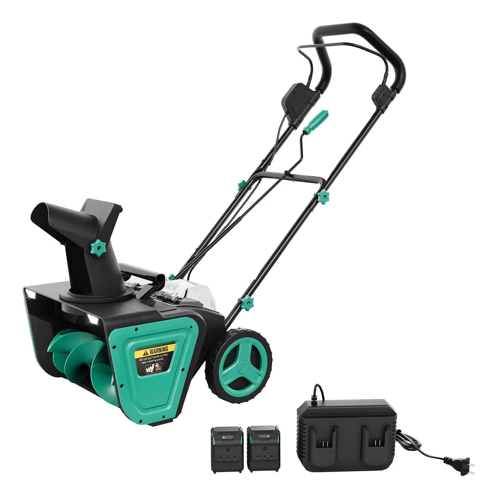 Cordless Snow Blower - 20" Battery Snow Blower with 2x 20v Batteries & Charger | Clears 20" Wide, 12" Deep Path Up to 23 Ft | 180° Rotating Chute & LED Lights for Driveways & Walkways