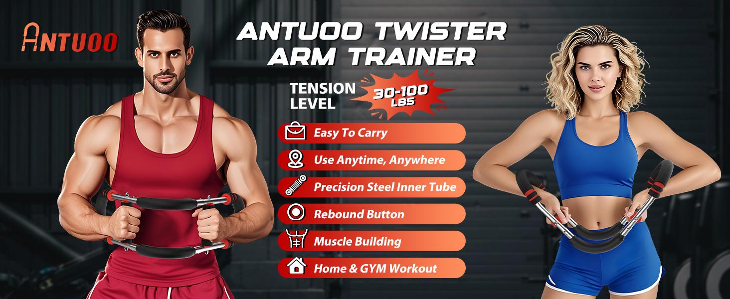 Arm Trainer,3 Level 60-100LBS Adjustable,Chest&Arm Workout Equipment for Men,Muscle&Strength Trainer,Portable Spring Resistance, Perfect Gift