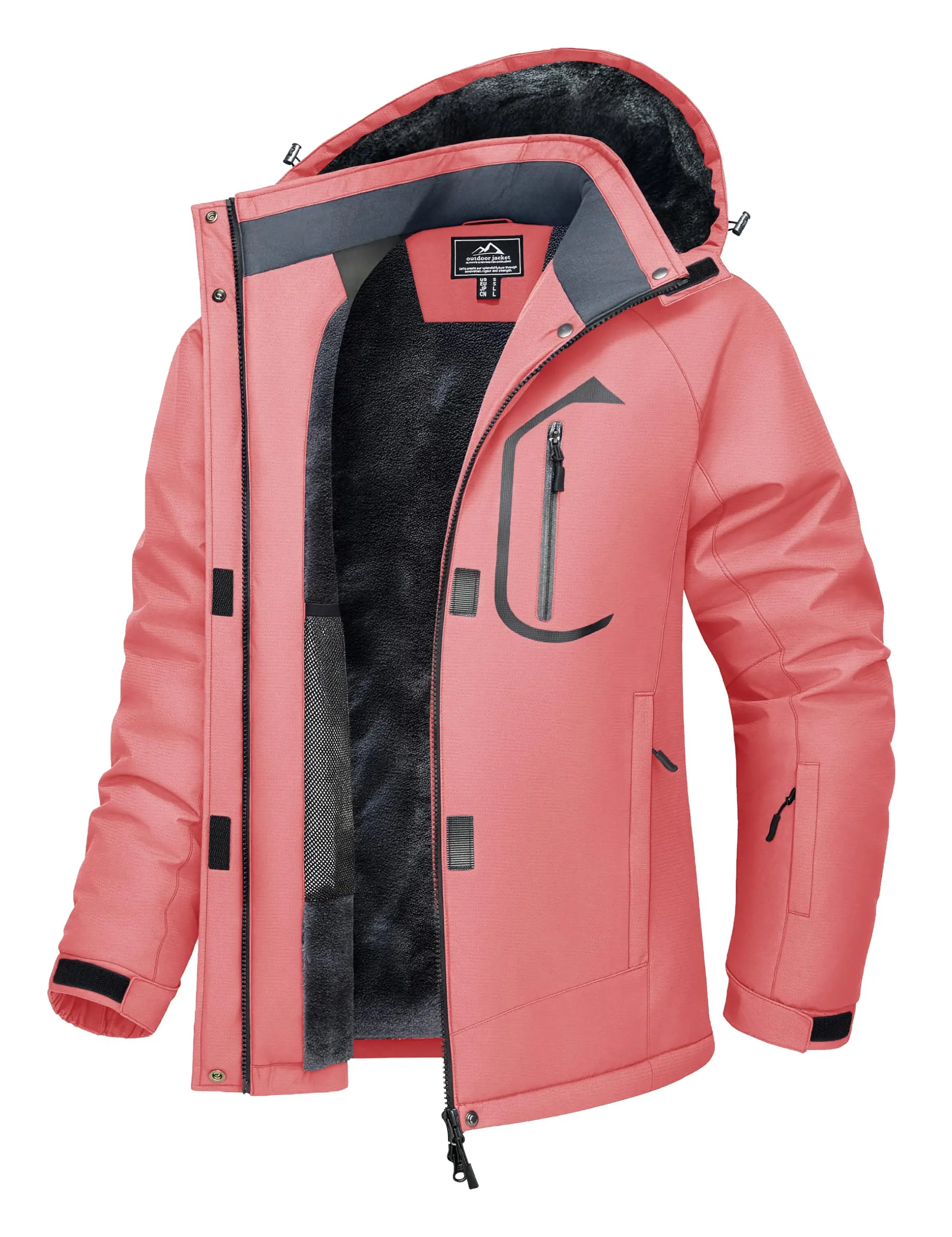 MAGCOMSEN Women's Fitted Polyester Ski Jacket - Waterproof, Insulated, Warm, Windproof, Fleece-Lined Active Women's Lightweight Casual Sports Coat with Removable Hood (Snow, Rain Use), Active Women's Lightweight Jackets
