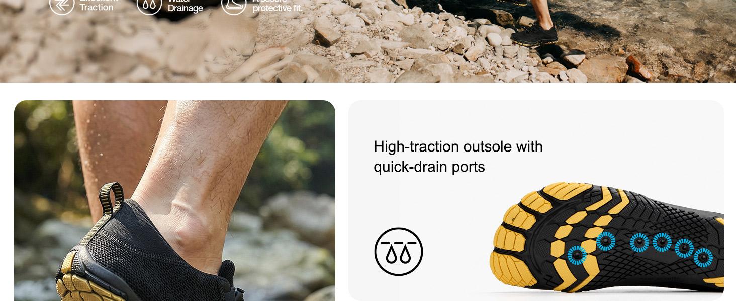 HIITAVE New Men's 5 Wide Toes Barefoot Water Shoes Outdoor Breathable Quick-Drying River Shoes Suitable for Beaches, Surfing, and Creeks summervibes