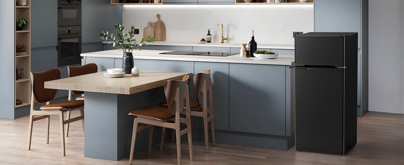 Antarctic Star Compact Refrigerator with Freezer,2 Door Mini Fridge,Adjustable Shelf,Small Fridge for Bedroom Office Dorm Kitchen,4.5 Cu.Ft.BLACK