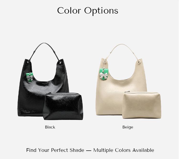 NEWBELLA Nora 2 PCS Set Hobo Bags,in PU Leather - Sleek Solid Color Top Handle Bag , School & Commute,FallFreshness Elegant Handbag