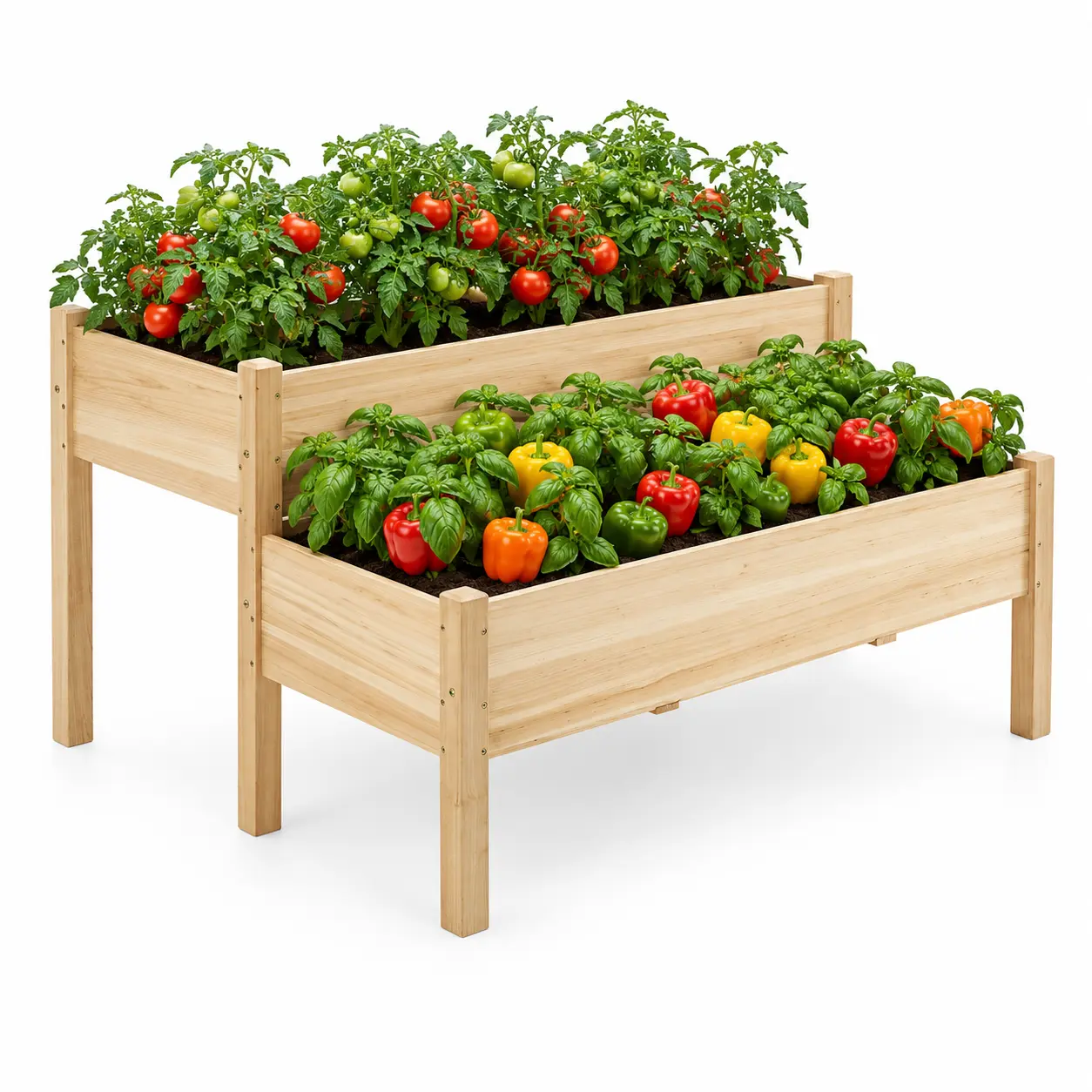 【Extra Large】Yaheetech 2-Tier Wooden Raised Garden Bed, Elevated Planter Box for Vegetables and Herbs, Patio Balcony Backyard