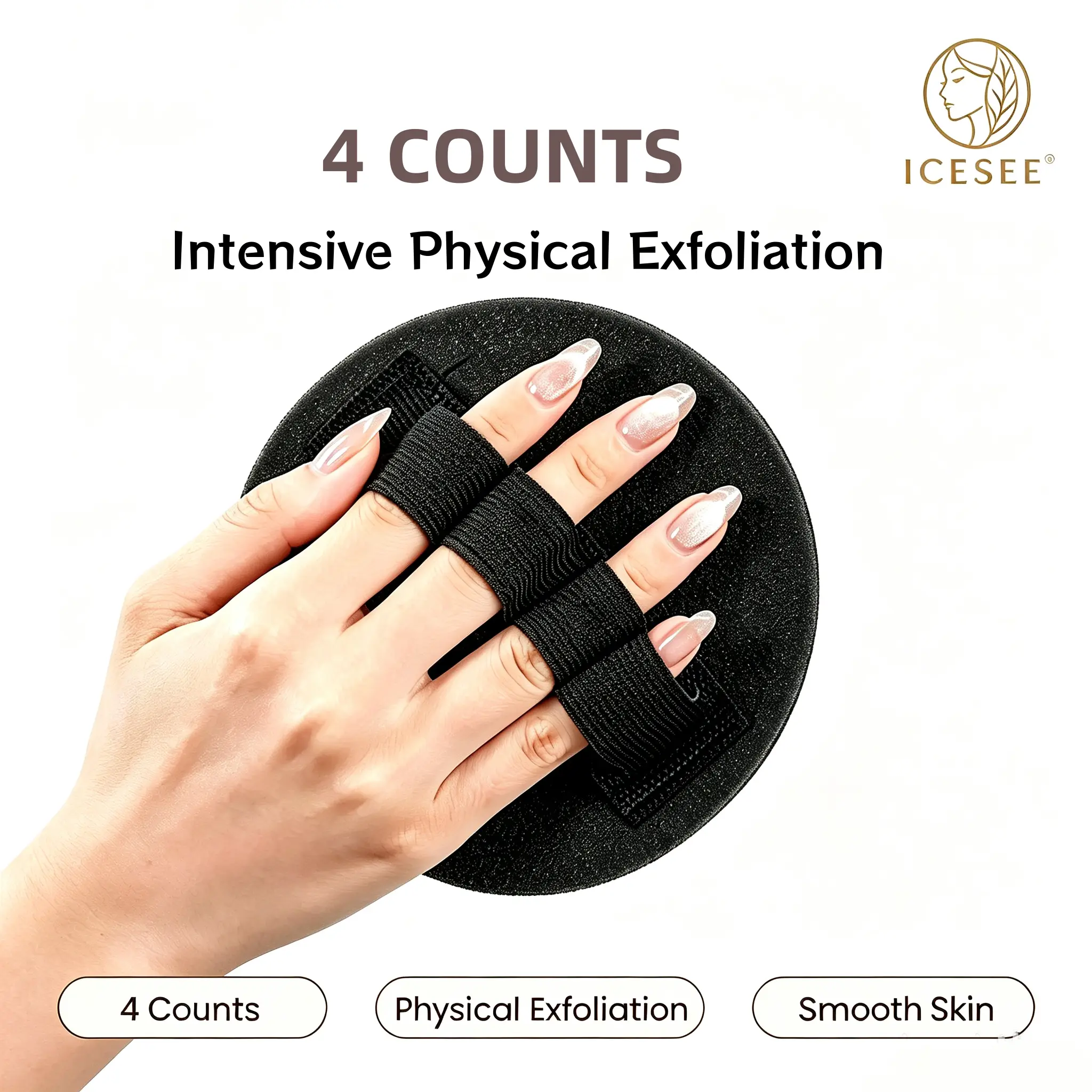 ICESEE 4 Pack Soft Rubber Shower Scrubber, Gentle Exfoliating Body Bath Brush, Efficient Skin Cleansing Tool For All Skin Types