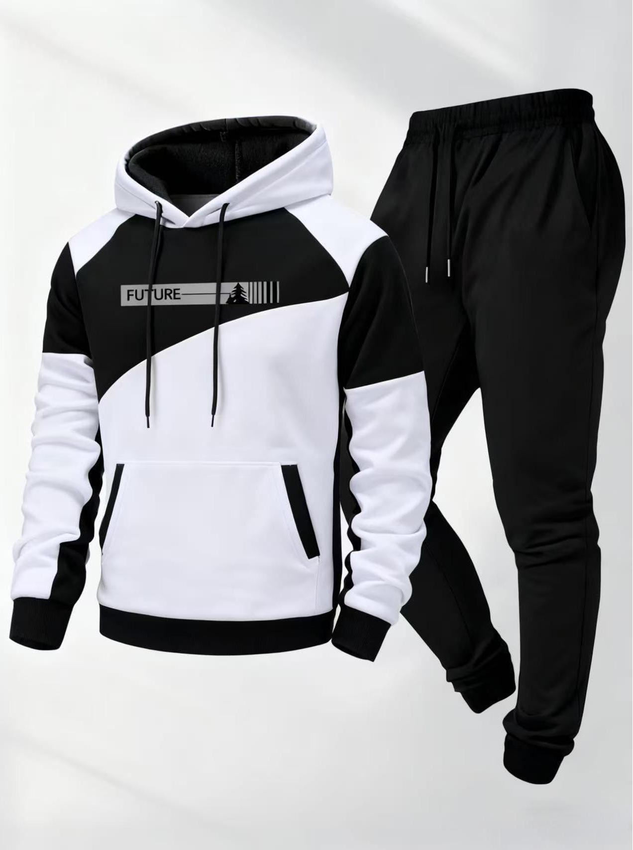 Men's New Hooded Set Stylish Hooded Sweatshirt & Casual Pants Fashionable Versatile for Business Youthful Stylish Two-Piece Set