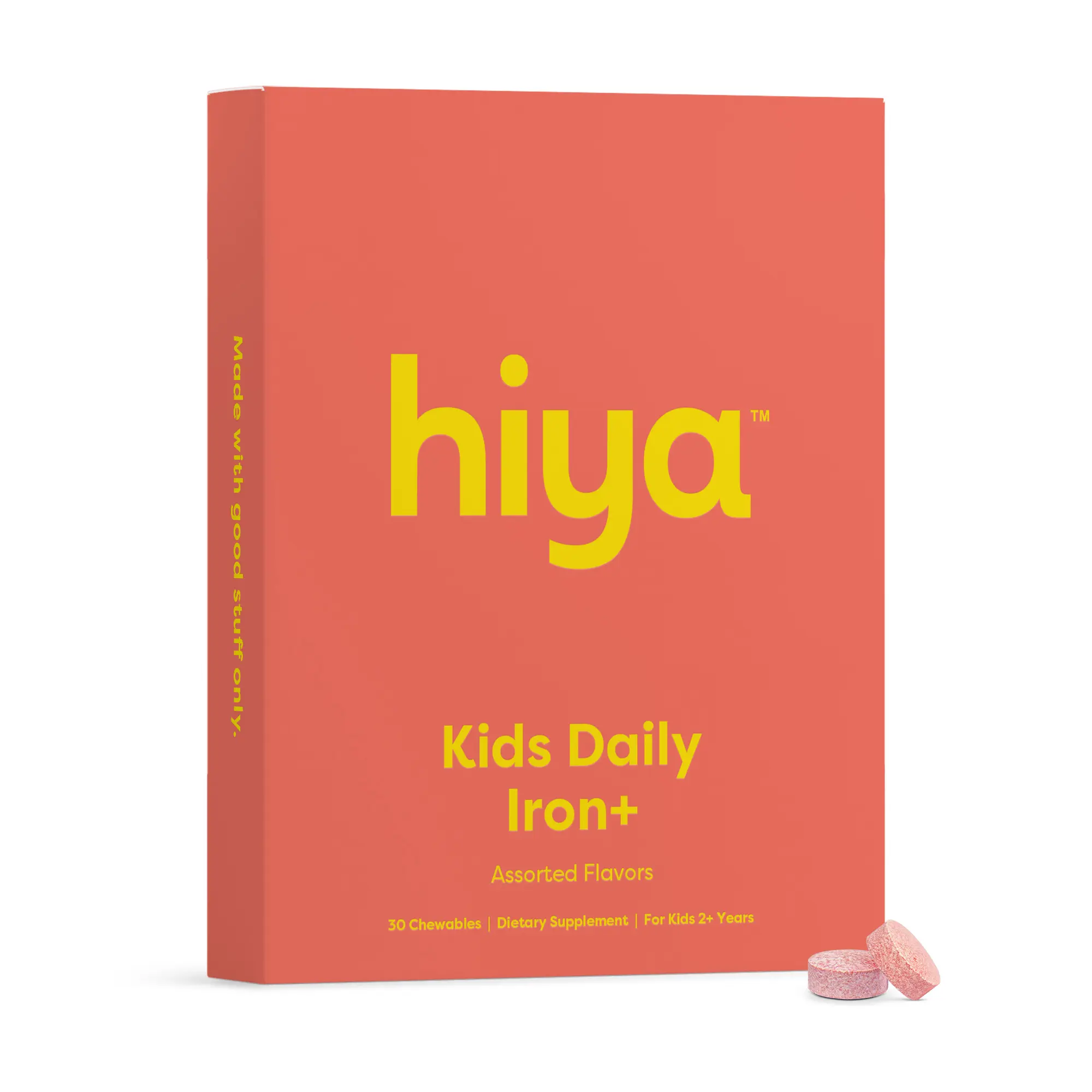 Hiya Kids Daily Iron+ - High Absorption Iron Supplement - Delicious Strawberry Flavor & Easy on Children's Stomach - No Added Sugar & Third Party Tested - 30 Day Supply for Toddlers