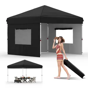 10x10 FT Heavy Duty Pop Up Canopy Tent with 3 Sidewalls – Waterproof & UV-Resistant Outdoor Shade Shelter – Commercial Quick Gazebo for Camping, Picnics, Events