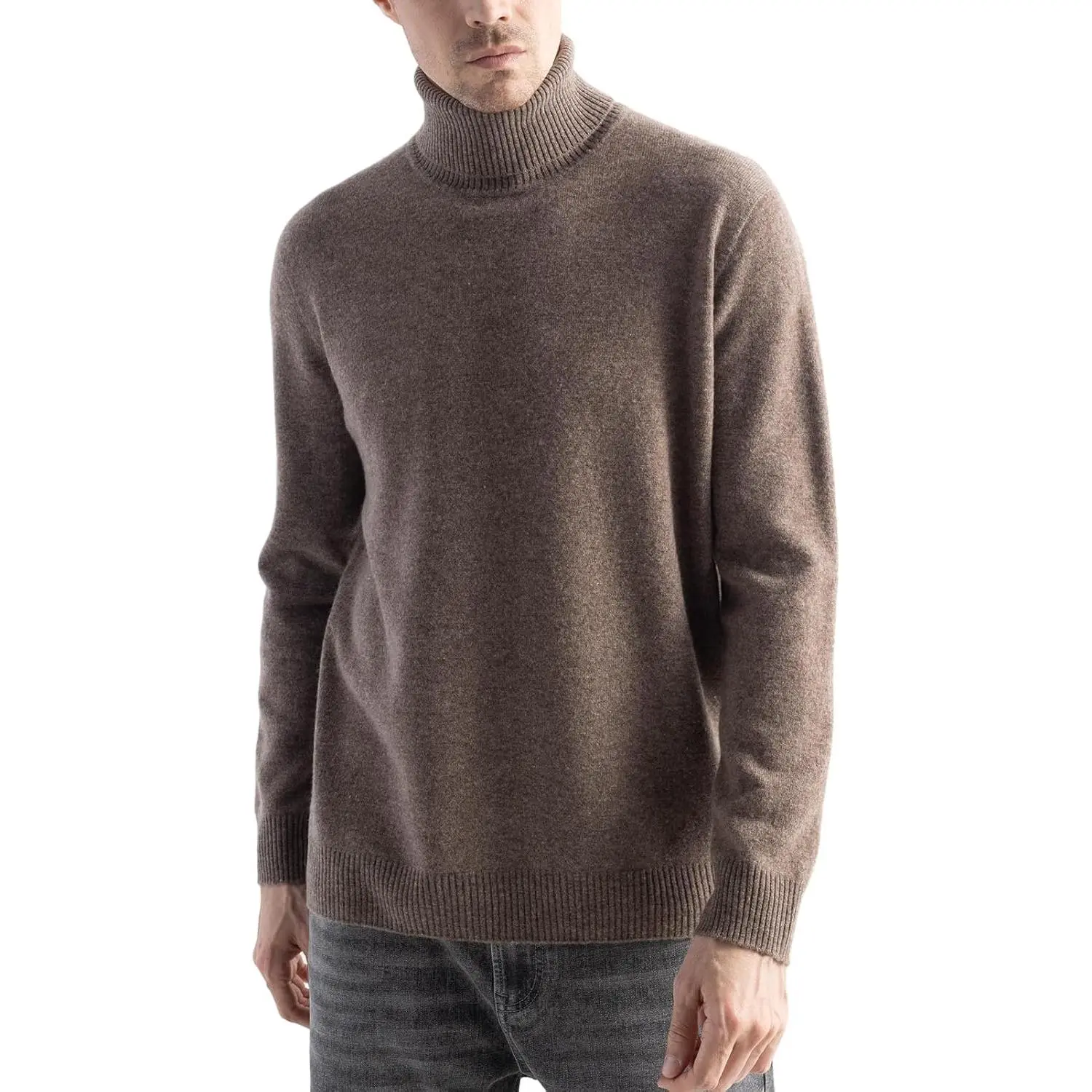 Chanyarn Men's 100% Merino Wool Sweater - 2025 Fall Winter First-Line Ready-to-Wear, Natural, Smooth, Plush, Fluffy, Stretch High Neck Long Sleeve Seamless Knit Top, Menswear
