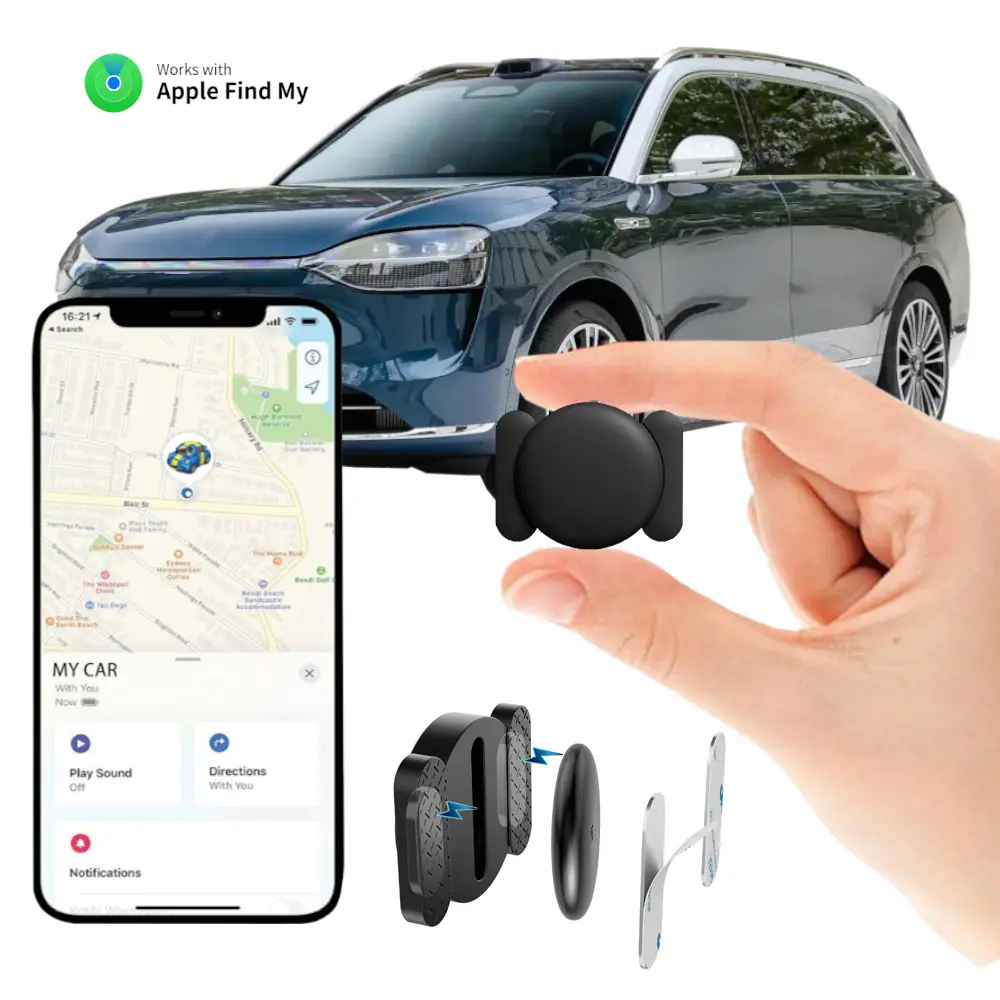Car Tracker Compatible with Apple Find My(iOS Only)Mini Item GPS Tracking Device with Hidden Magnetic Case Anti Theft Locator No Subscription Global Network Waterproof for Vehicles Trucks Fleet Assets