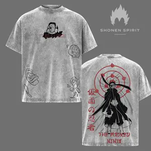 Tobi – Naruto Shirt | The Masked Ninja Akatsuki Member Design, Kamui Space-Time Jutsu Dark Anime Graphic Tee, Vintage Washed Unisex Streetwear For Naruto Shippuden Fans