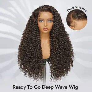 [New In] Wiggins Hair Glueless Wig Side Part #4 Dark Brown Deep Wave Wig 13*4 Lace Front Wigs Human Hair Ready To Go Pre Cut Colored Wig Beginner Friendly