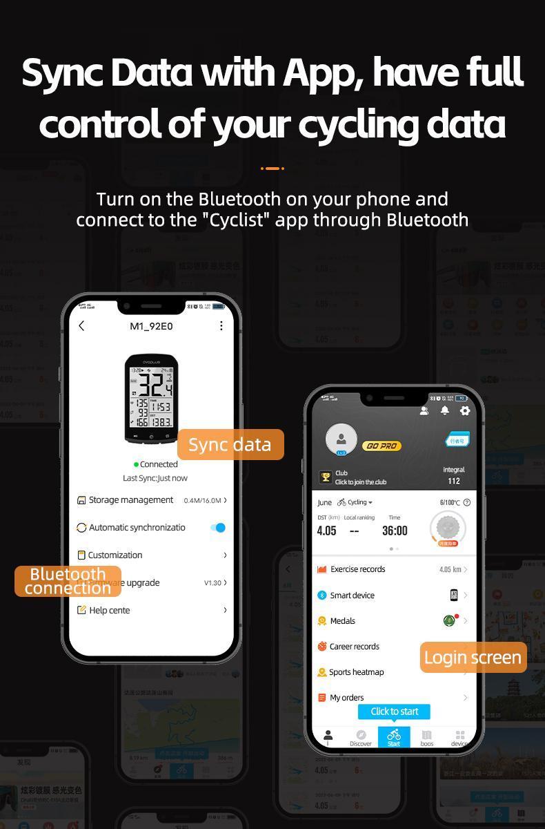 ROCKBROS Bike Computer Wireless Cycling Computers ANT+ Bluetooth Bicycle Computer Mini Speedometer Odometer Waterproof GPS/BDS/Galileo Position System