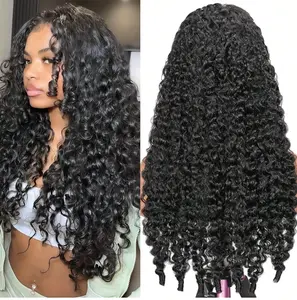 13x6 Burmese Curly Glueless Wigs Human Hair Pre Plucked Pre Cut 200% Density Drawstring Wig Human Hair 13x6 HD Lace Front Wigs Human Hair for Black Women Wear and Go Glueless Wig Natural Color 30inch summerwins
