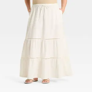Ava & Viv Women's Tiered A-Line Maxi Pantskirt, Womenswear Bottoms with Pocket, Flattering Fit & Stylish Design