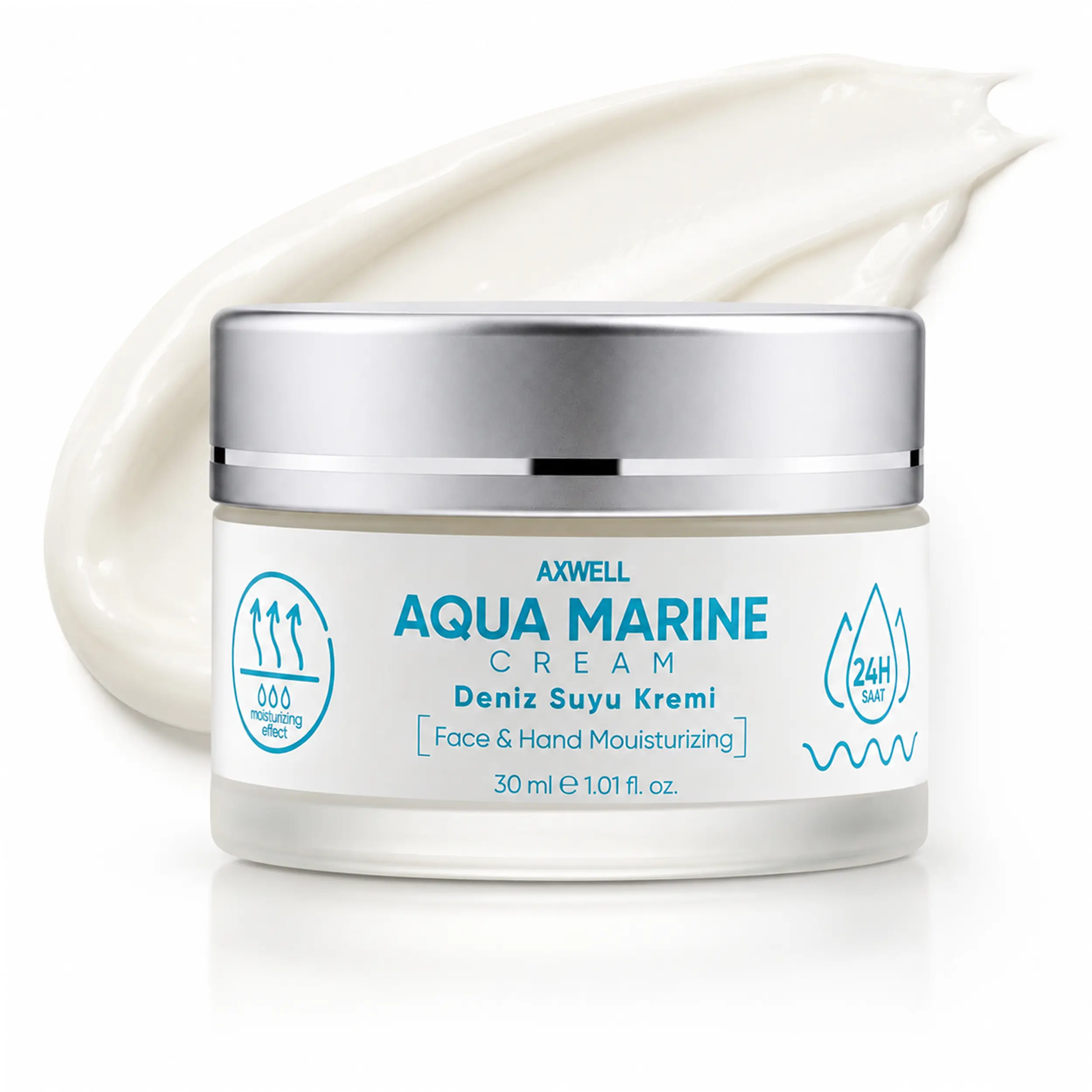 AXWELL Aqua Marine Face Cream & Hand Moisturizer – Daily Hydration Skincare with Centella Asiatica – Lightweight Cica Balm Day & Night Cream for Dry Skin, Eye Area Safe (1.01 fl oz)