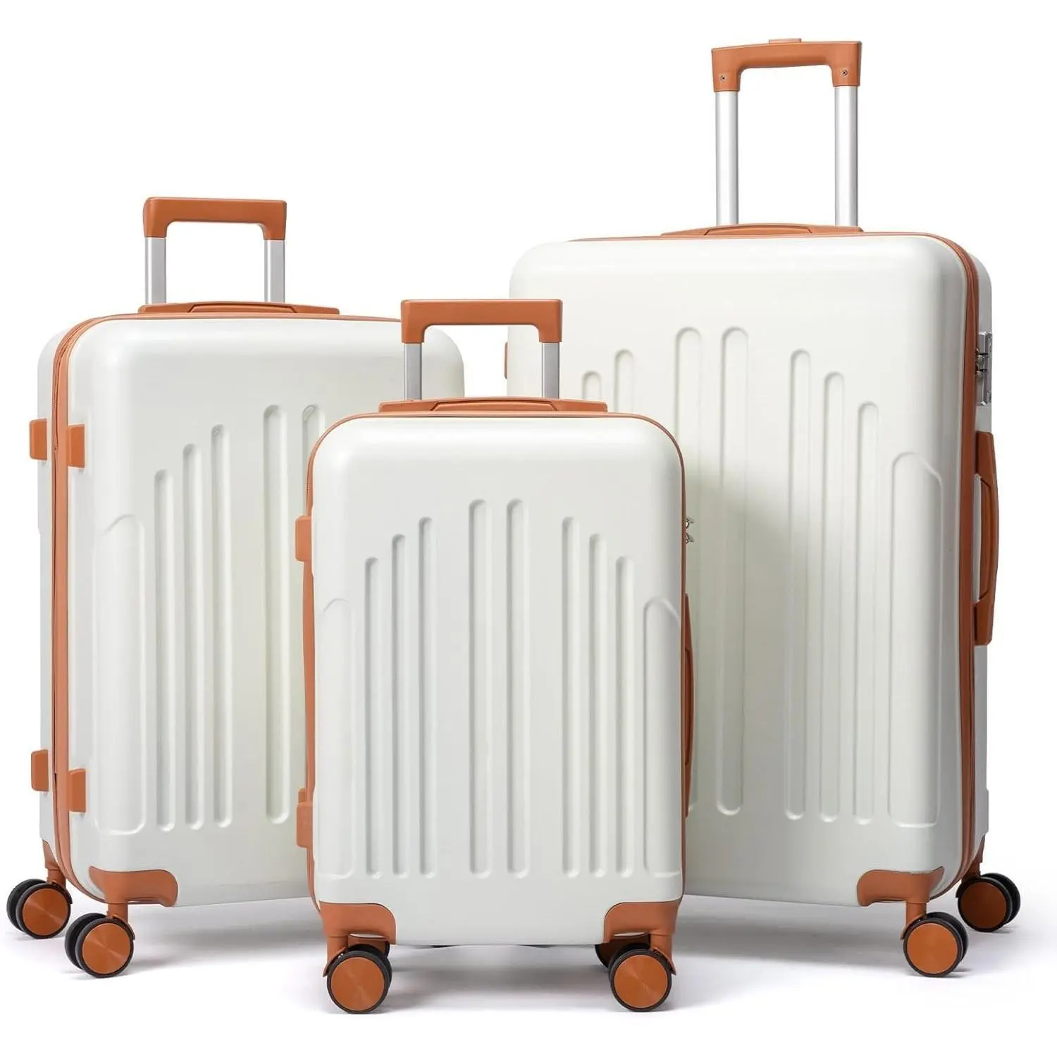 【Summervibes】Ubesgoo Luggage Sets 3 Piece, ABS Hardside Suitcase Set with Double Spinner Wheels & TSA Lock for Travel Business, 3-Piece Set (20/24/28)
