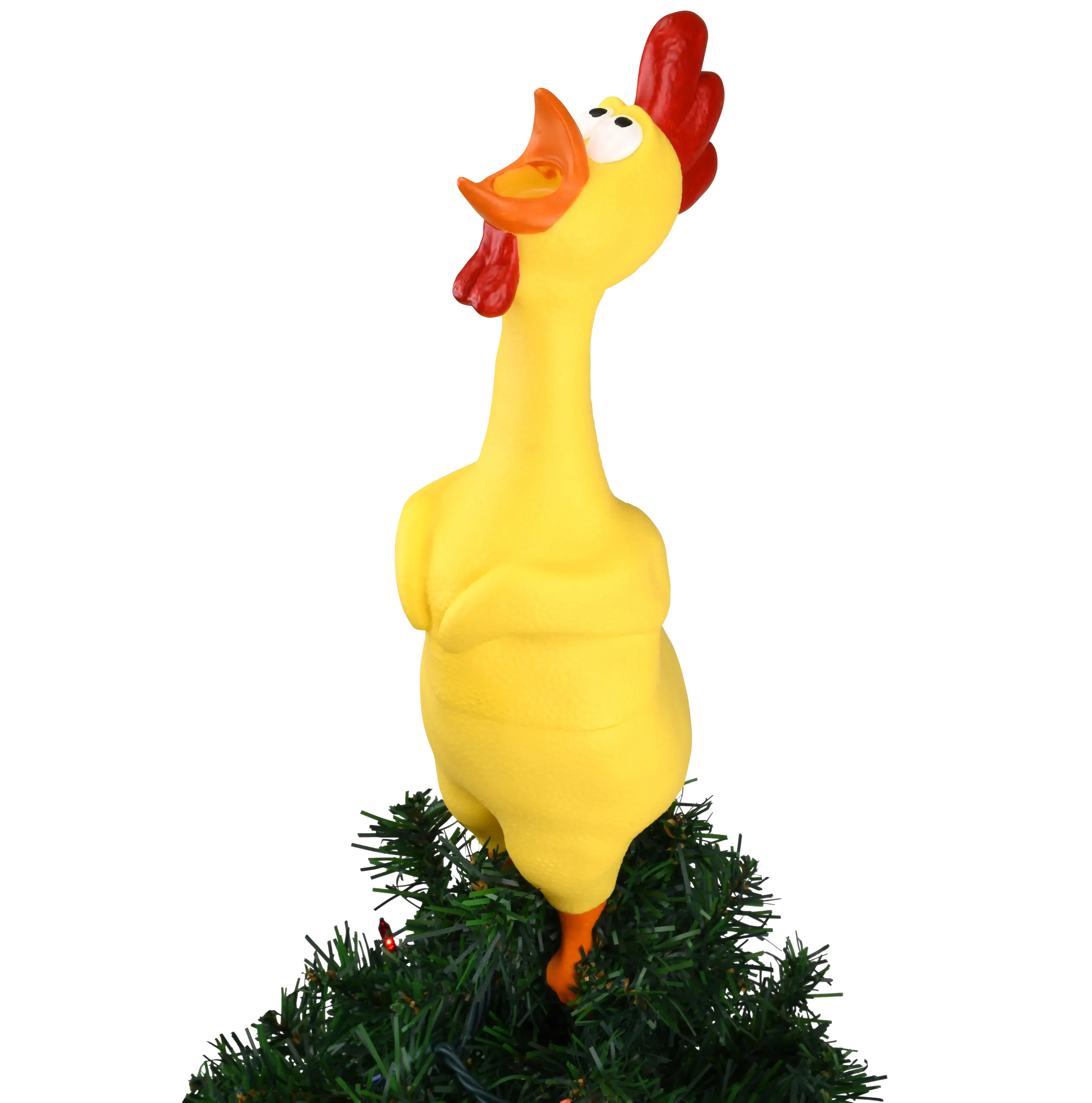 Hilarious Rubber Chicken Christmas Tree Topper - Large 14"