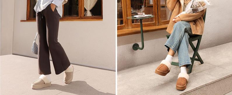 Dream Pairs FuzzyEasy Platform Slide Slippers – Faux-Fur Lining, Cloud-Cushion Footbed, Indoor/Outdoor