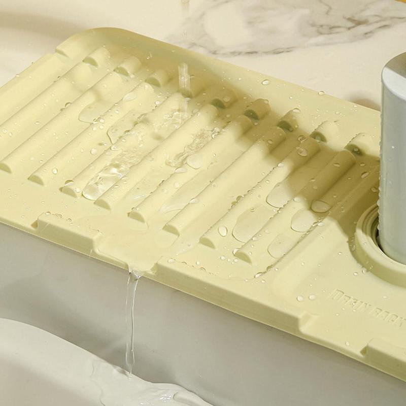 [Holiday Haul] Faucet Mat for Kitchen Sink 24 Inch Longer Silicone Sink Splash Guard 7° Slope Fast Self-draining Drying Tidy Mat with Snap Button Lock Adjustable Hole Design