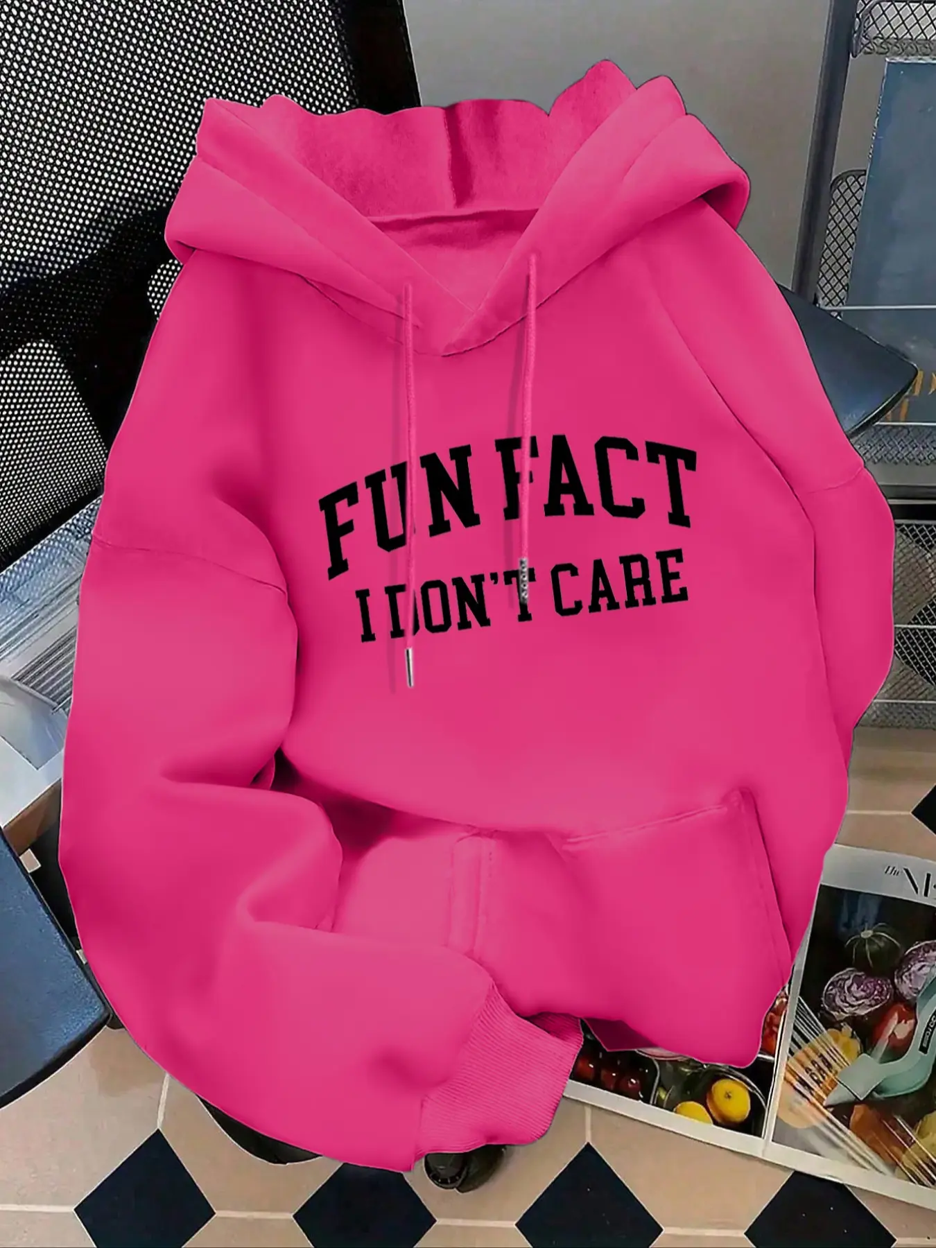 Women's Fashion Hoodie Fun Fact I Don't Care Letter Print Kangaroo Pocket Casual Everyday Fitted Long Sleeve Fall Winter Sweatshirts Pullover Funny Sassy Pullover Casual Hooded Sweatshirts