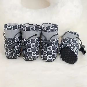 Pet Dog Outdoor Foot Covers for Small and Medium Dogs, Non-Slip Dog Shoes, Winter Anti-Slip Fleece-Lined Warm Soft Sole Dog Paw Protectors, Dog Boots - Pack of 4, Warm Soft Sole Four Seasons Style