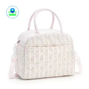 Lunch Bag for Women Reusable 10L Lunch Box Quilted Puffer Large Capacity Insulated Cooler Tote Bags Work Travel Picnic