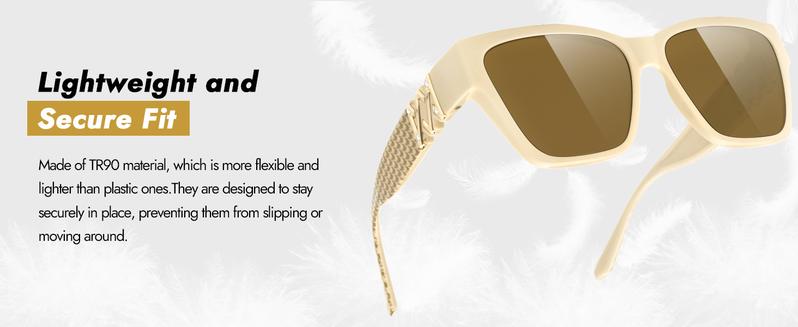 Meeloog Fit Over Sunglasses for Women Polarized Stylish Cateye Shades Go Over Glass Women for Driving Large ST0065