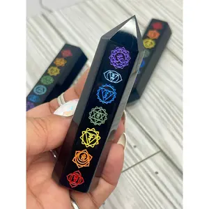 Obsidian 7-chakra Tower for Protection, Healing, & Grounding