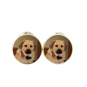 Personalized Dog Photo Cufflinks | Stainless Steel Custom Pet Portrait Cufflinks