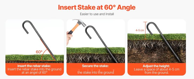 12-Inch Rebar Stakes 16 Pack Heavy Duty J Hook Galvanized Steel Ground Anchors For Lawn Garden Fencing Tent Guy Lines Landscaping Construction And Outdoor Use Corrosion Resistant Durable Steel