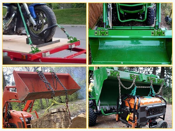 Nilight 2PCS Tractor Bucket Hooks with Tie Down Ring, Grade 70 Grade Forged Steel Bolt-On Grab Hook with Back Plates for Tractor Bucket RV UTV Truck MBS 15000 lbs, Green