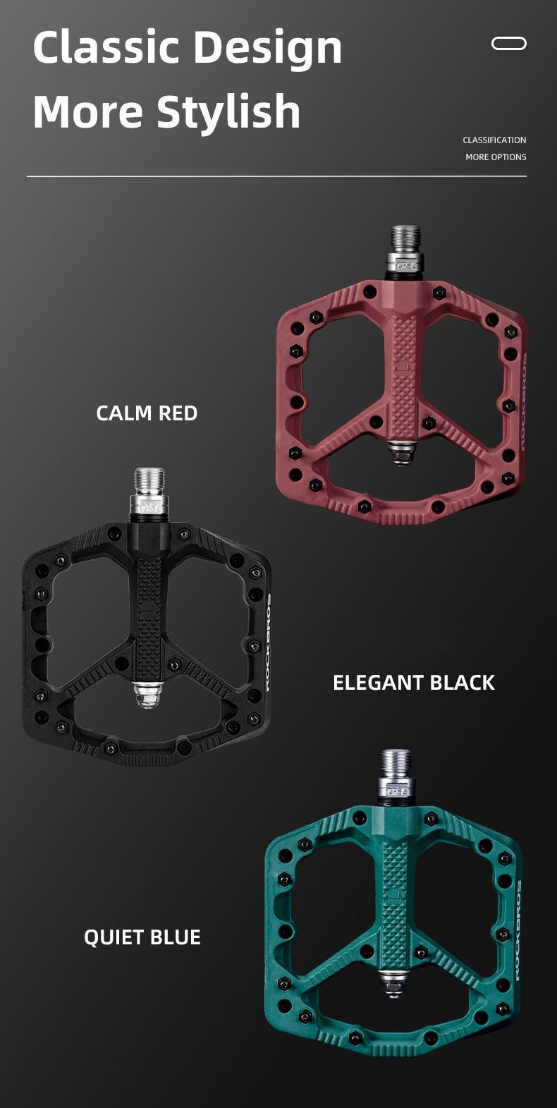 ROCKBROS Mountain Bike Pedals Flat MTB Pedals Nylon Fiber Bicycle Platform Pedals