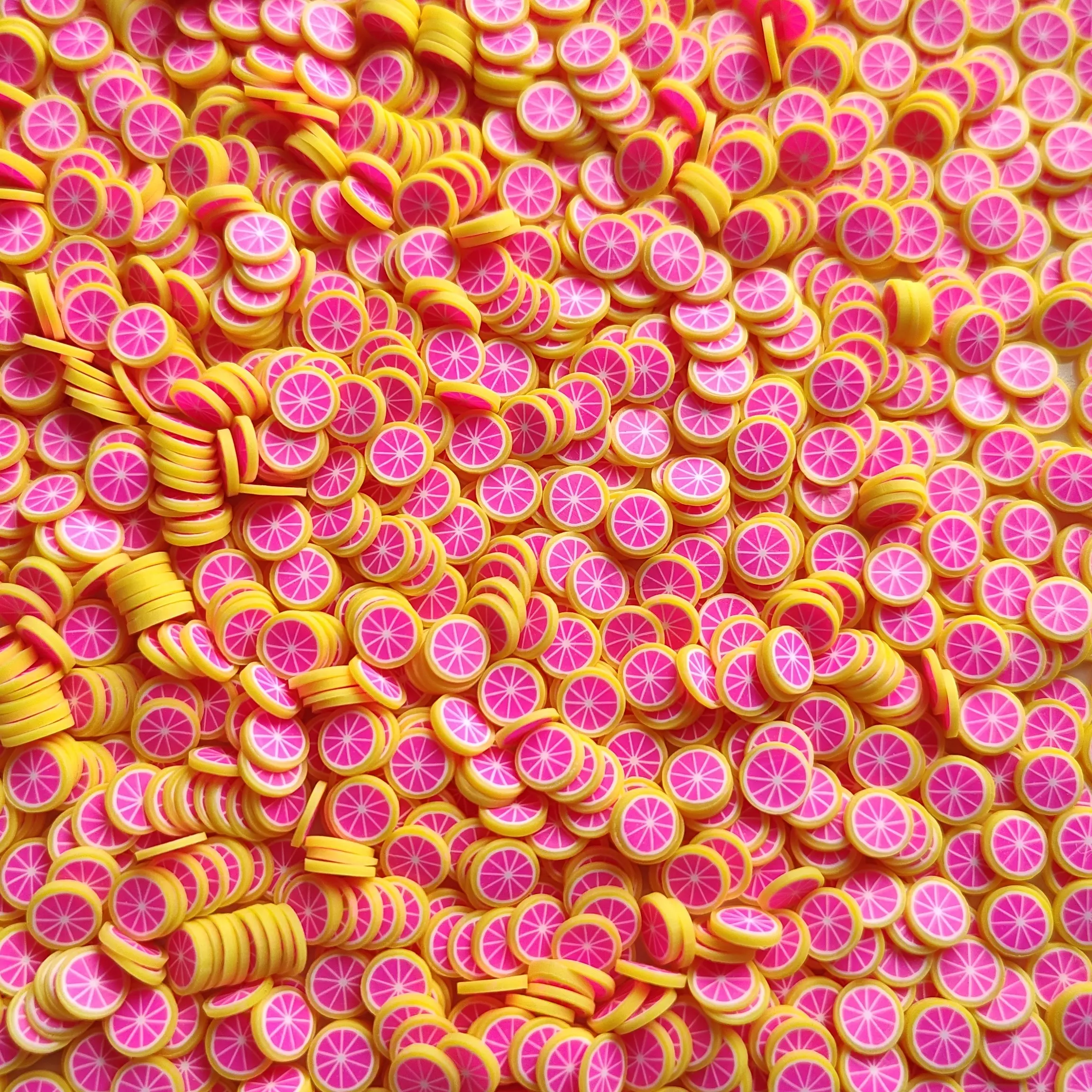 Grapefruit slices polymer clay for crafts
