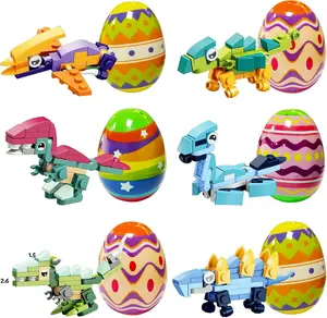 Prefilled Easter Eggs with Dinosaur Building Block Toys (6PCS) – Easter Egg Fillers for Kids, Easter Basket Stuffers, Dinosaur Toys for Boys & Girls, Egg Hunt Prizes, Classroom Treasure Box Rewards, Party Favor Goodie Bag Stuffers