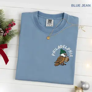 Embroidered Comfort Colors Philadelphia Football Eagle Shirt Philly Sports Fan Graphic Tee Black Vintage Game Day Unisex Gift