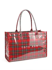 Fashion plaid tote bag, large-capacity women’s handbag, casual trendy versatile high-quality everyday commuter bag, stylish shopping tote, shopping hand bag, elegant commuter bag, retro casual-style tote bag, weekend travel bag, teacher bag, study bag, fi