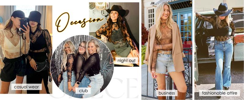 YeeZaa Lace Mesh Floral Boho Tops for Women 2026 Spring Summer Long Sleeve Blouse Sheer Mock Neck Layering Bolero Shrug See Through Cropped Y2K Going Out Tops Fit Elegant Curvy Casual