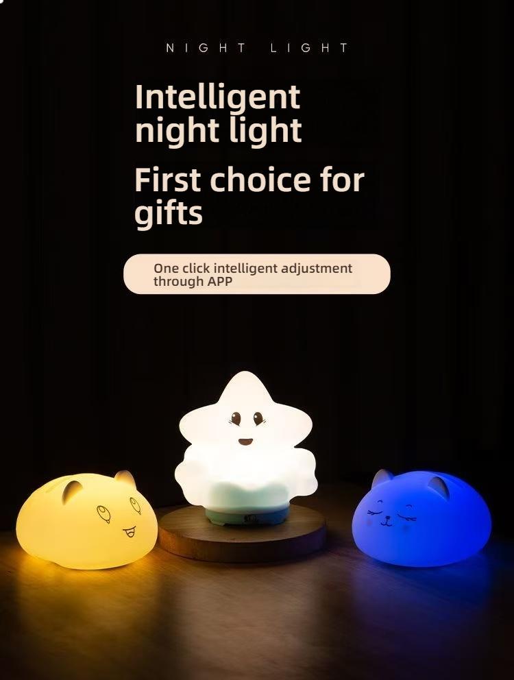 Cute Bluetooth Night Light with App Control - Stepless Dimming, Timer, Colorful Light, Bluetooth Music, Ideal for Sleep & Gift Giving, Perfect for Kids and Bedrooms