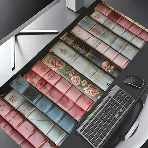 Vintage Book  Pattern Desk Mat, Large Gaming Desk Mat,  Aesthetic Desktop Decoration Protective Pad, Non-slip Rubber Pad for Laptop, Desktop Computer Games, Non Slip Mousepad