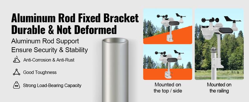 VEVOR 7-in-1 Wi-Fi Weather Station, Various specifications, 7.5 in Color Display, Home Weather Station Indoor Outdoor, with Solar Wireless Outdoor Sensor Alarm Alerts, for Temperature Humidity Wind Speed/Direction Rain