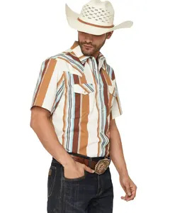 Gibson Trading Co Men's Retro Stripes Short Sleeve Snap Western Shirt - Gmsu26w1-Rucop